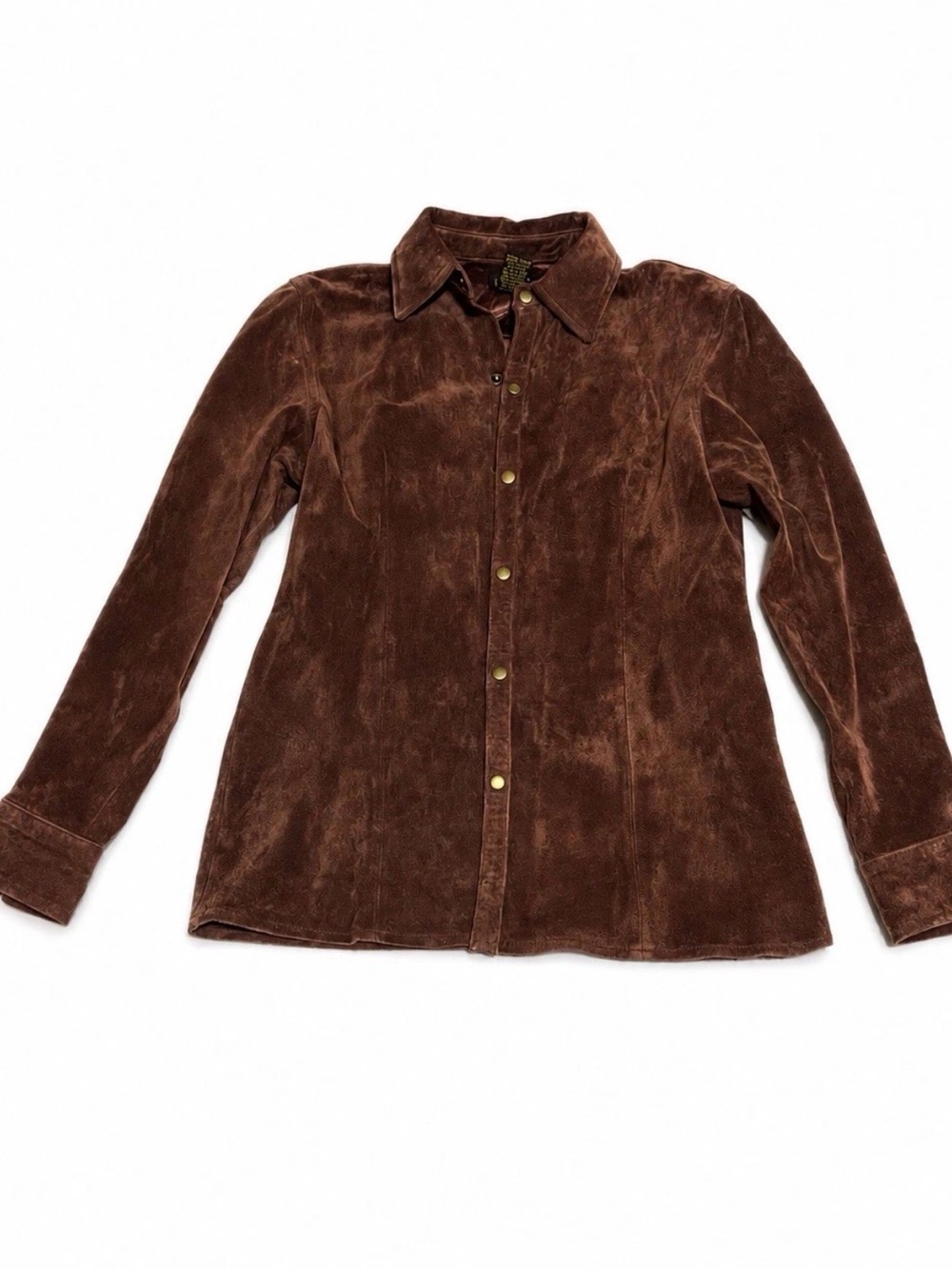 Vintage Georgiou 100% Leather Snap Front Jacket – Women’s Size 10 – Brown Suede